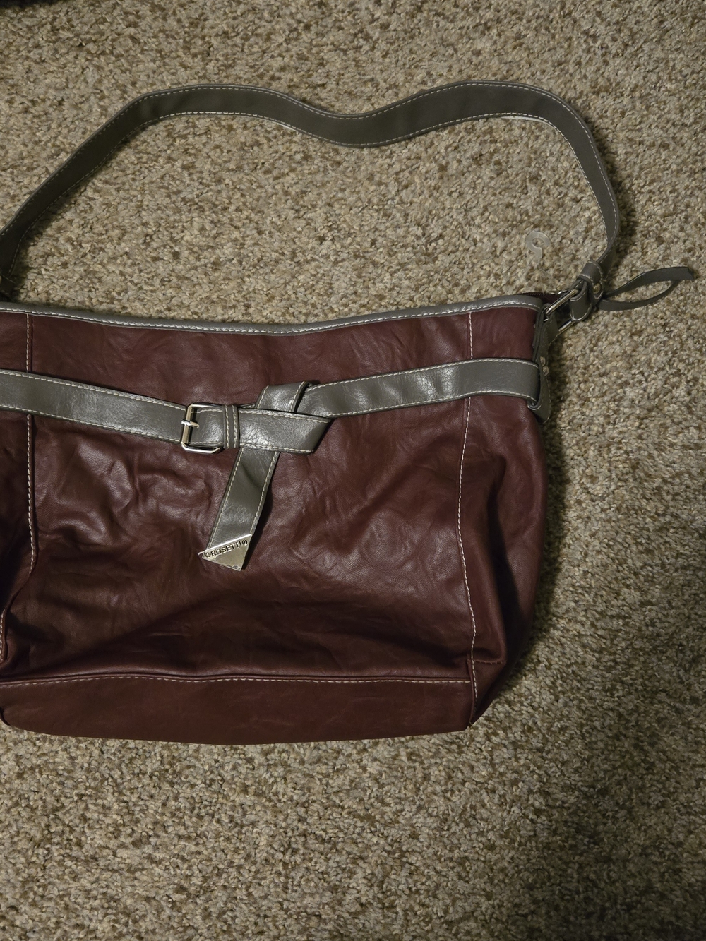 Rosetti- Burgundy/Maroon- Shoulder- Handbag- Grey Bow Detail- Like New